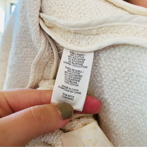 REBECCA TAYLOR White Cream Popcorn Textured Side Zip Blazer Moto Biker Jacket 4 - Picture 8 of 10